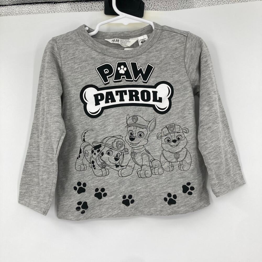 H&M Paw Patrol Long Sleeve Graphic Gray Tee Toddler 2T NEW